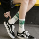 Socks for women ins trendy summer thin mid-calf socks cotton socks Korean style college style socks sports striped autumn and winter white