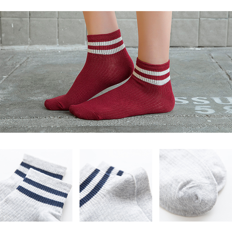 Mùa xuân và mùa hè ống ngắn của phụ nữ vớ cotton mỏng hai thanh vớ thể thao đại học gió dưới phụ nữ Hàn Quốc thấp để giúp vớ cotton - Vớ bông tất lót bông