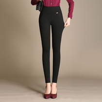 Womens leggings outside wear nine points 2021 new size wear high waist pants womens pants elastic tight black trousers