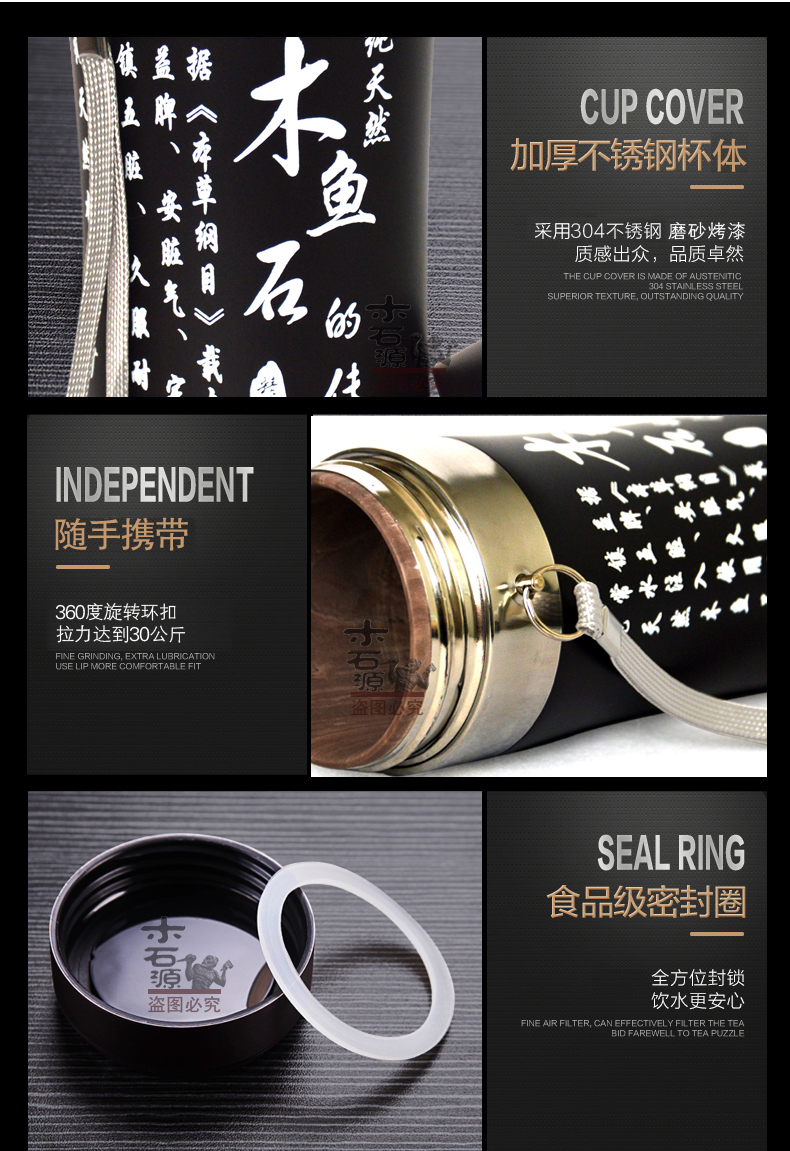 Chính hãng Muyu Stone cách nhiệt Cup Vận chuyển Đàn ông và phụ nữ đặc biệt Cup nước cầm tay Cốc trà đá Maifan không màu tím - Tách cốc giữ nhiệt starbucks