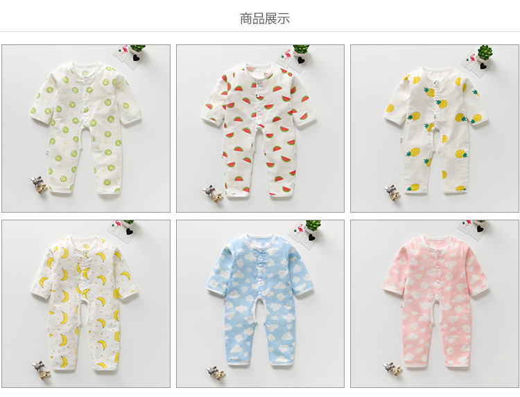 Mùa hè mỏng bé gạc dài tay áo jumpsuit nam giới và phụ nữ trẻ em cotton điều hòa không khí phù hợp với bé dịch vụ nhà đồ ngủ mỏng