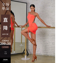 ZYM2410 (too spicy) oblique shoulder dress backless Latin dance practice clothes for women covering belly and making them slimmer