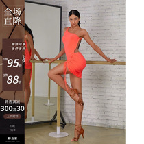 ZYM2410 (too spicy) oblique shoulder dress backless Latin dance practice clothing for women covering belly and making her look slimmer
