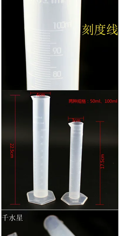 Xi lanh đo nhựa 50 / 100ml Nhựa Cốc đo thẳng Dụng cụ mô hình giảng dạy Vật liệu thí nghiệm hóa học - Công cụ tạo mô hình / vật tư tiêu hao