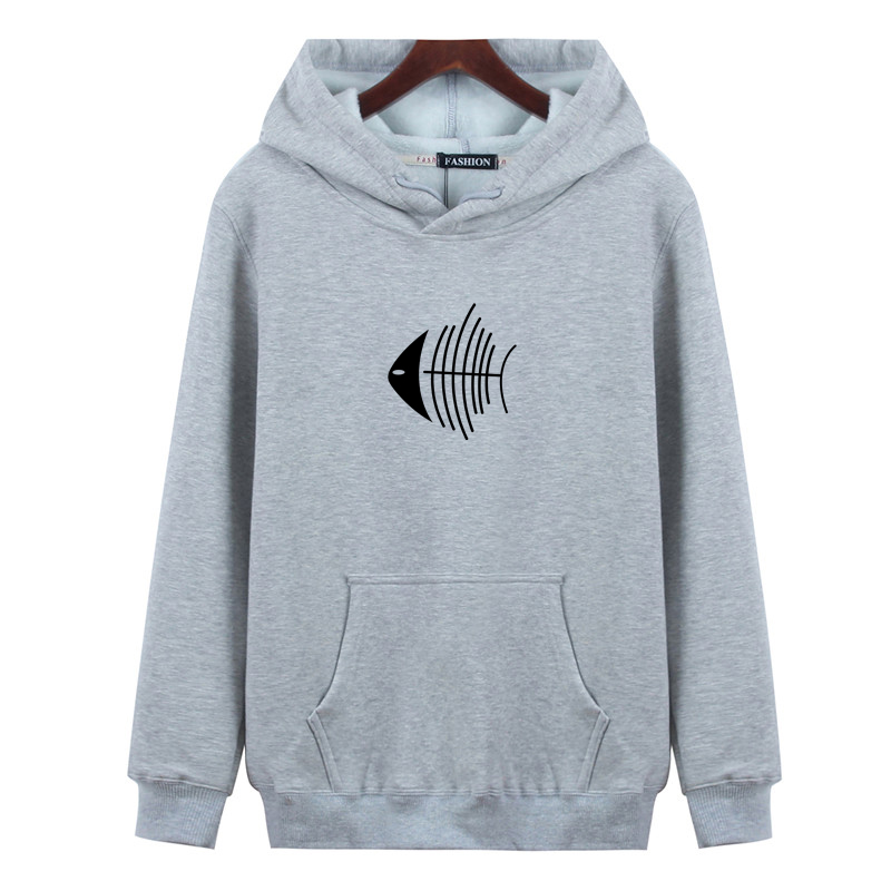 Phiên bản nam Hàn Quốc của áo len nam xu hướng sinh viên cộng với áo len nam dày có mũ trùm đầu áo hoodie thể thao ấm áp màu đen áo hoodie nỉ bông dày