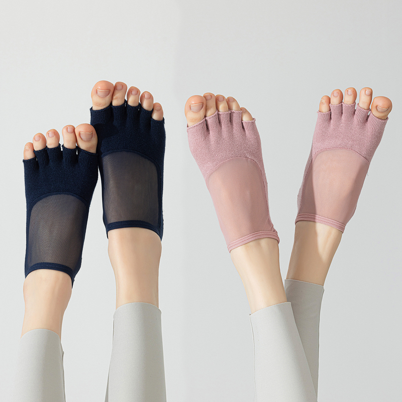 Fingerless Yoga Socks for Women, Professional Pilates Silicone Non-Slip Boat Socks, Foot Back Mesh Five-Finger Summer Thin Split-Toe Style Fingerless Yoga Socks for Women, Professional Pilates Silicone Non-Slip Boat Socks, Foot Back Mesh Five-Finger Summer Thin Split-Toe Style