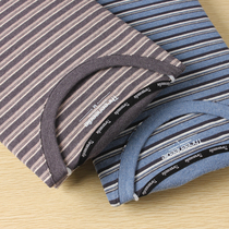 Three-pin men striped cotton sweatshirt pure cotton autumn clothes mens undershirt thickened with suede cotton warm underwear blouse single piece