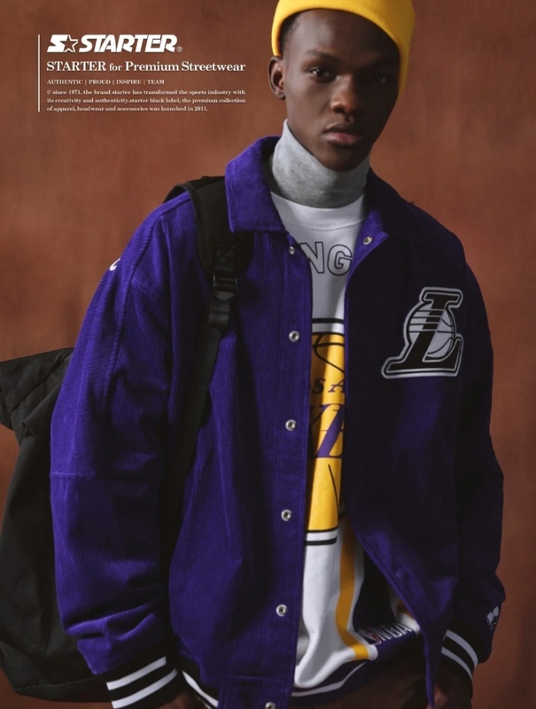 Starter X Nba Co-Branded Lakers Letter Baseball Jacket, Same Style for Men and Women