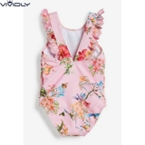 Детский летний купальник для девочек, (в наличии на складе), в цветочек, 3 мес., 12 лет