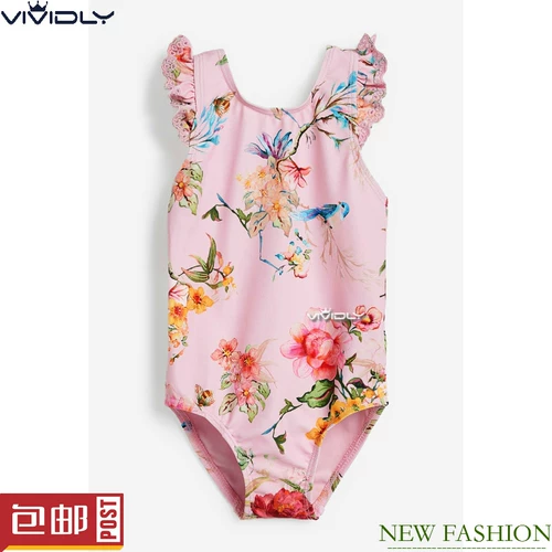 Детский летний купальник для девочек, в цветочек, 3 мес., 12 лет