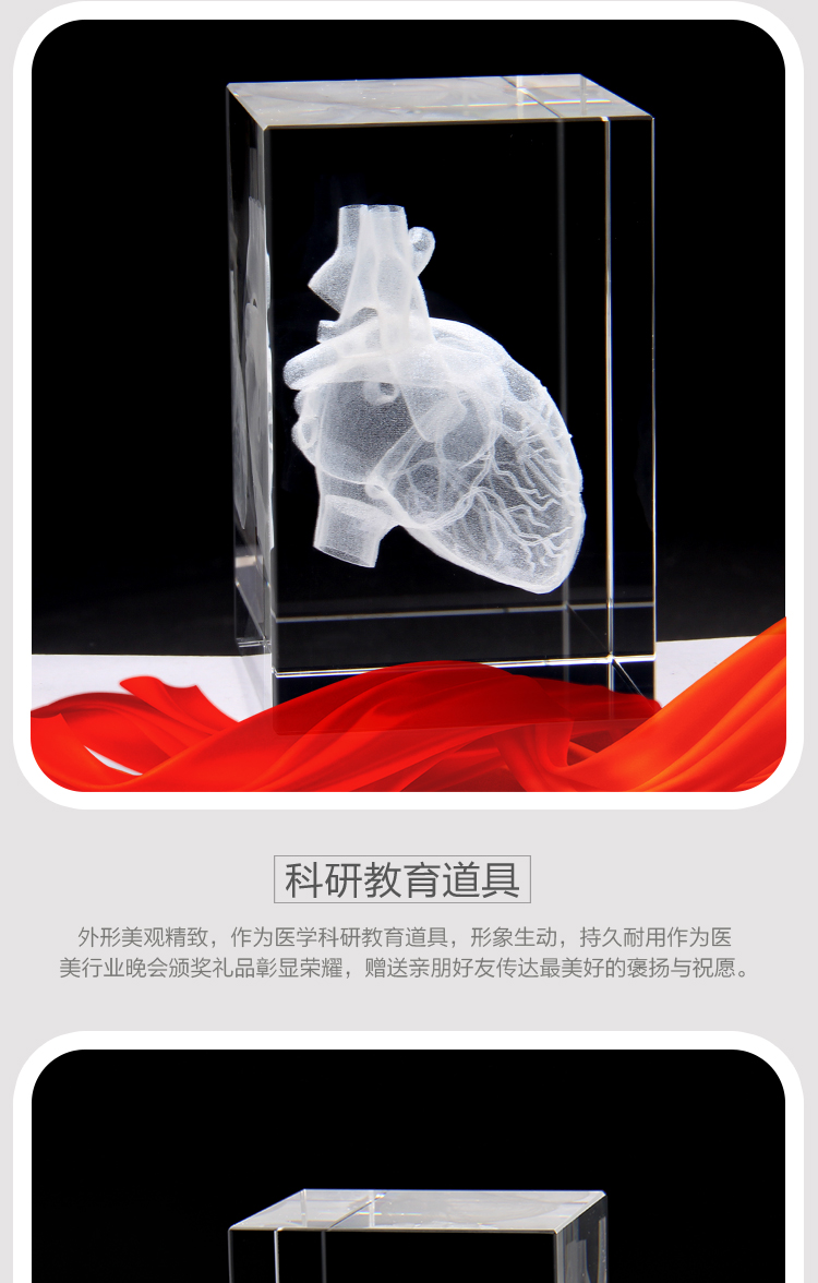 Tinh thể 3d khắc tim người mô hình giải phẫu bản đồ tùy chỉnh gửi bác sĩ sinh viên y học quà tặng đồ dcor phòng ngủ