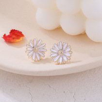 Earrings Sterling Silver Needle Korean Earrings Women S925S925 Sweet Flower Diamond Temperament Small Daisy Mori Earrings