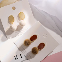 925 silver needle new autumn and winter pompom dripping oil earrings female small earrings ins short ear clip pendant mink hair earrings
