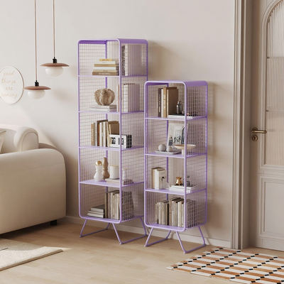 Children's bookshelf, living room floor-standing multi-layer storage rack, bedside rack, home purple bookcase, bedroom iron storage rack