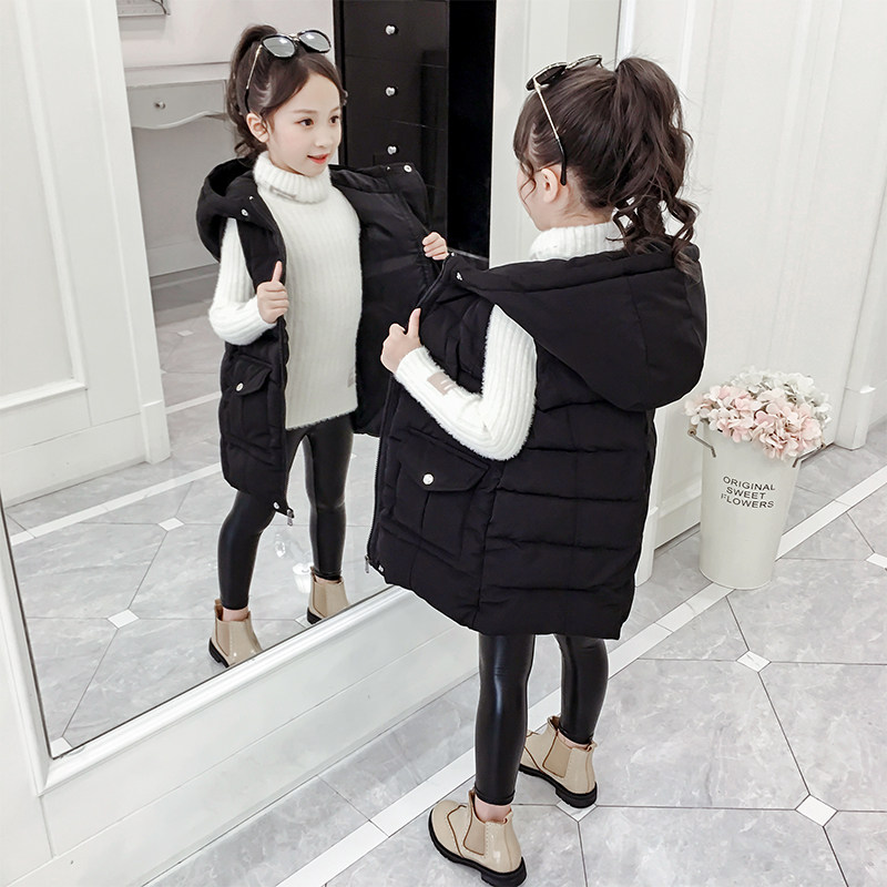Girls waistcoat winter wear 2021 new foreign style padded children's hand plug cotton children's waistcoat tide
