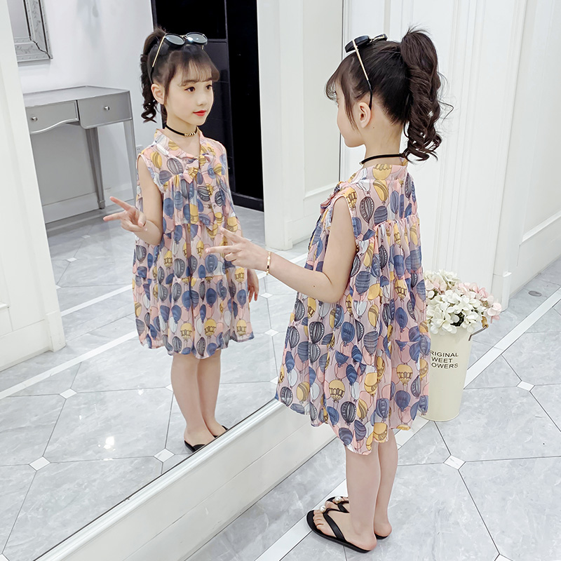 voan váy mùa hè trẻ em Girldress của hoa nghiền nát váy váy 2020 mới mùa hè váy vừa gái.