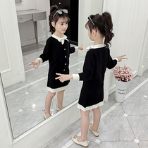 Girl Set Two Piece Set 2021 Autumn Mid-Big Childrens foreign-Air Net red princess skirt long sleeve little girl Korean version