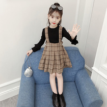 Girls college style dress long sleeve 2021 new little girl Korean version of the child Super foreign air autumn dress