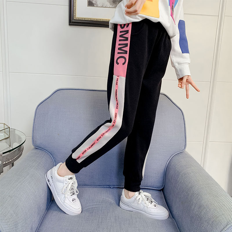 Girls sports pants spring and autumn 2022 new children's autumn wear black single pants Korean version of the big children's casual pants Western style