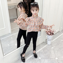 Girls Plaid Shirt 2021 New Autumn Korean version of foreign-style childrens shirt long sleeve Spring and autumn models