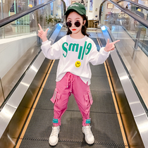 Girls Sweatshirt Set 2021 Autumn New Chinese Children Girl Westernization 3 Fashion 5 Sports 7 Two Piece Set 9 Years Old