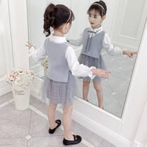 Girl dress spring 2022 new childrens clothing little girl sweater skirt two-piece foreign style princess dress