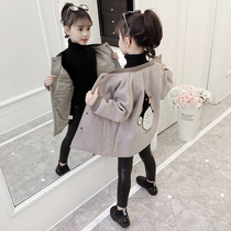 Girls wool coat autumn and winter clothes 2021 new childrens coat Korean version of childrens super-foreign style coat