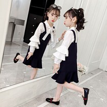 Childrens clothing girls foreign style dress autumn 2021 New Net red dress children Spring and Autumn fashionable two-piece set