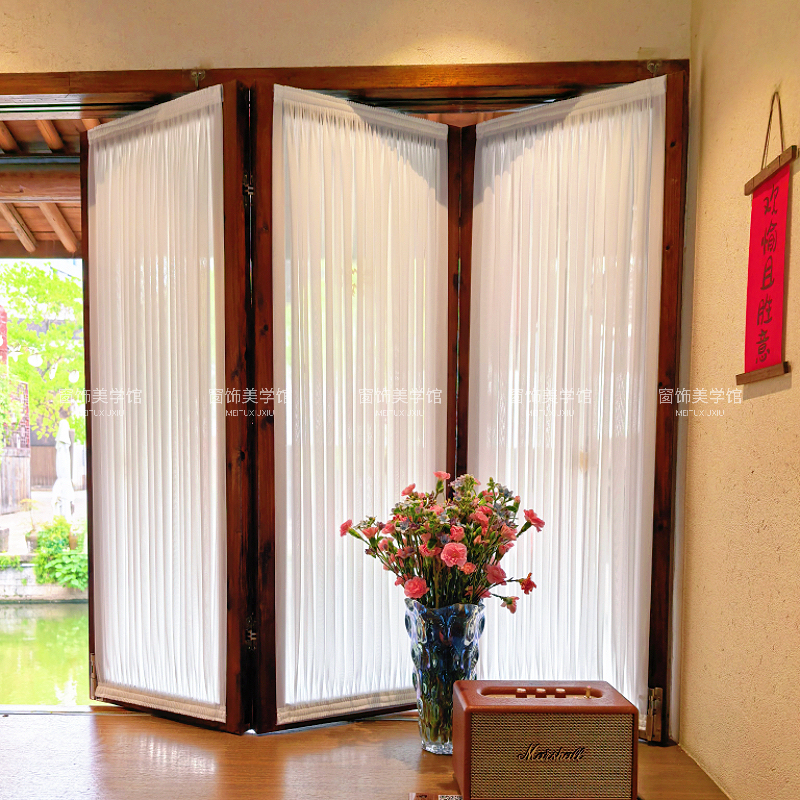 French-Style Stretch Mesh Curtain with Magic Tape, No-Drill Sliding Door for Inward-Opening Windows, Privacy Protection, Fixed Top and Bottom for Glass Doors and Windows French-Style Stretch Mesh Curtain with Magic Tape, No-Drill Sliding Door for Inward-Opening Windows, Privacy Protection, Fixed Top and Bottom for Glass Doors and Windows