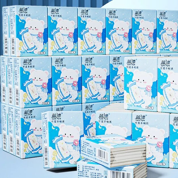 竹浆本色手帕纸10包装4层6片家用实惠整箱餐巾纸小包装手帕纸