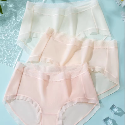 草本初色内裤女桑蚕丝10A级抑菌裆冰丝夏季透气不夹臀女士三角裤
