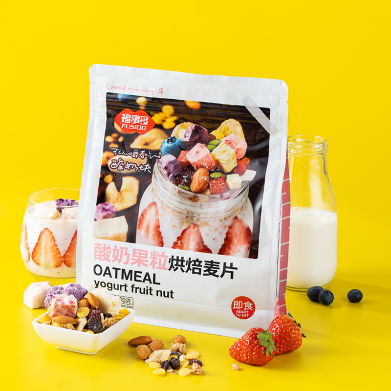 【福事多】酸奶草莓坚果麦片500g*2袋