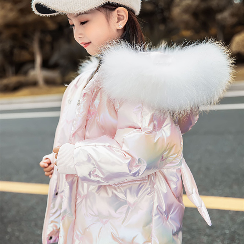 British Next Kisss girl down jacket long 2021 New Baby Baby foreign style thick white duck down