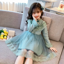 UK next kiss girl dress 2020 autumn new knitted girl mid-size child princess mesh skirt