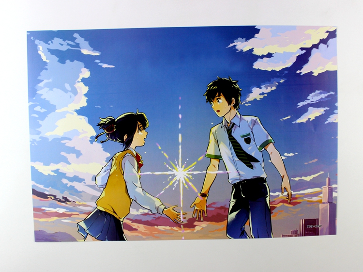 Tên của bạn Lihua 泷 Ba lá 8 embossed poster phim hoạt hình Nhật Bản anime tường stickers mural dán những hình dán cute