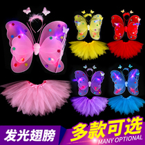 led glowing butterfly wings back ornaments childrens toys wonderful fairy magic wand Princess props Flower Fairy