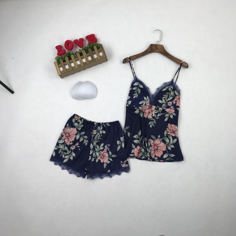 Của phụ nữ Đồ Ngủ Mùa Hè Mỏng Sexy Ren Halter Shorts Set In Lỏng Nhà Dịch Vụ của Phụ Nữ New Wearable