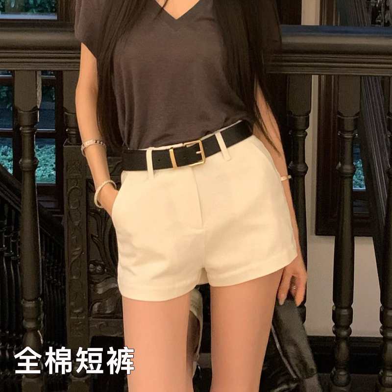2026 Summer New Simple Versatile Casual Shorts All-Cotton Twill A-Line Mid-Waist Pants Women's Practical Hot Pants