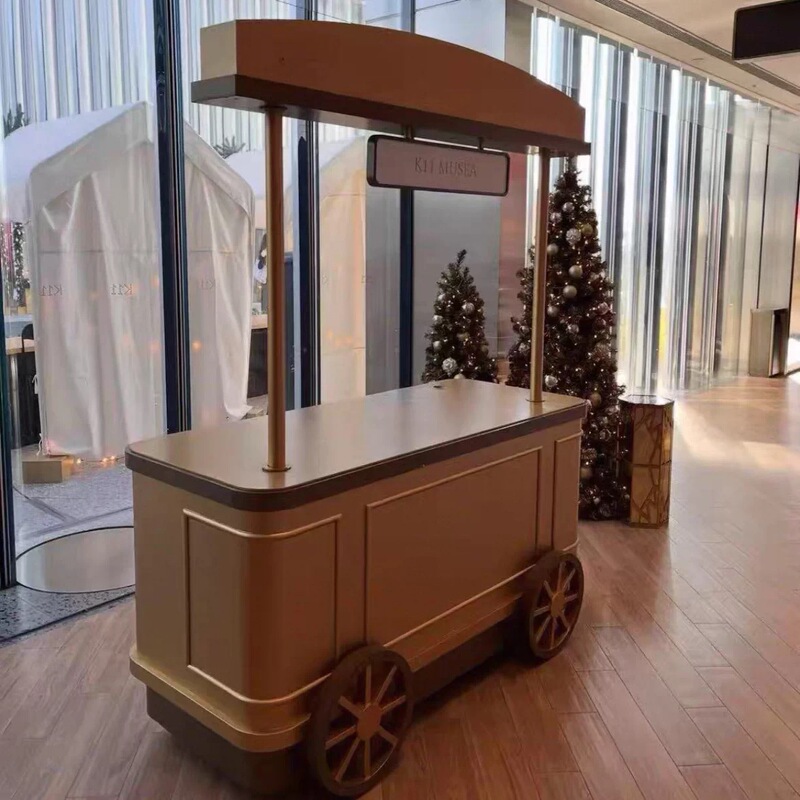 Shopping Mall Decorative Display Stand, Iron Art Mobile Flower Cart, Exhibition Event Promotion Cart, Outdoor Brand Promotion Stall Cart