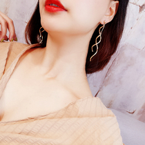 Curved elegant face thin simple cold wind Joker long tassel Super Fairy earrings without ear hole ear clip earrings female