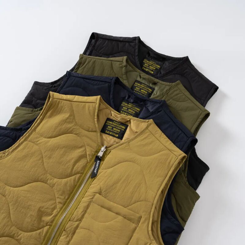 Japanese Retro Lightweight Vest Windproof Autumn and Winter Men's ins Casual Gourd-Shaped Quilted Cotton Vest Versatile Jacket