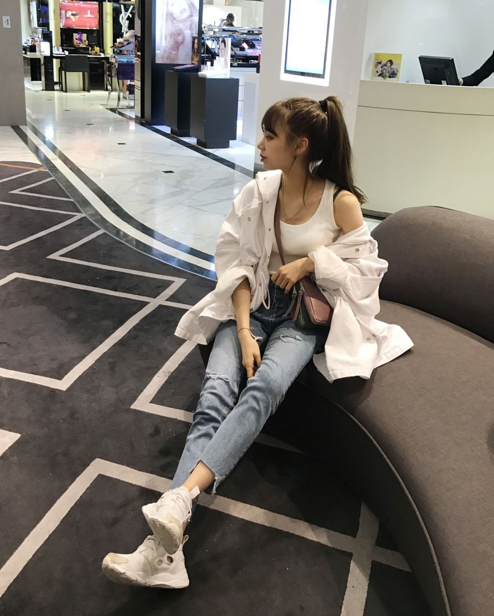 Thu đông Hàn Quốc chic retro đường phố đẹp trai quá khổ bạn trai dây rút eo eo dụng cụ áo gió nữ ao khoac nu