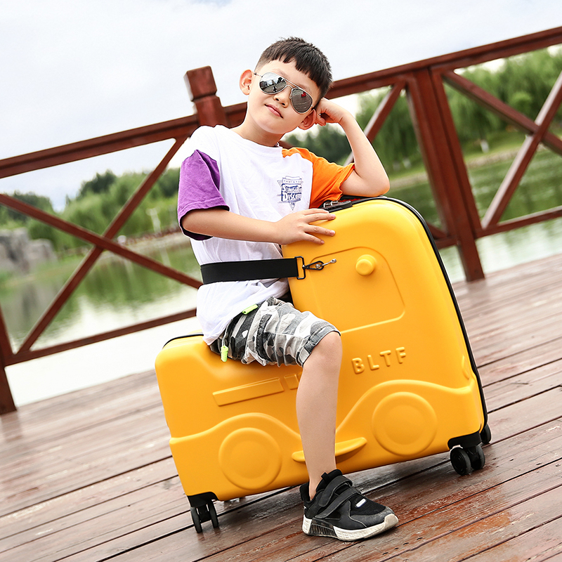 Children's suitcase can ride the boy baby cartoon travel universal wheel can board the child's pull box