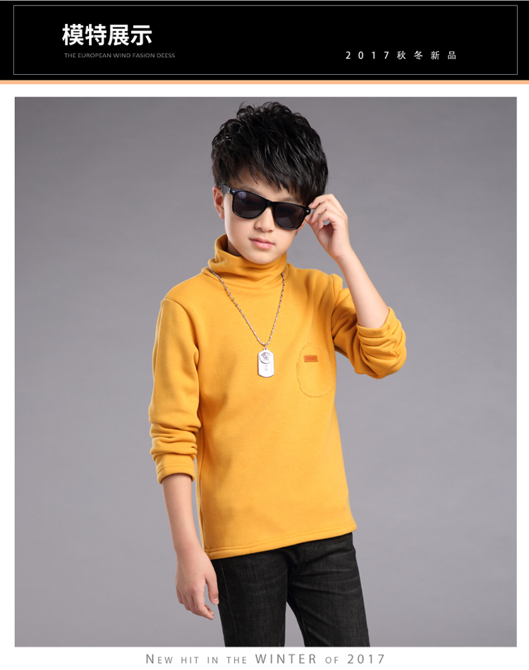 Bé trai 4 cộng nhung 5 áo đáy 6 mùa đông 7 áo thun cotton trẻ em dày 9 trẻ em lớn cổ cao đồ lót nhiệt 13 tuổi quần áo trẻ em cao cấp