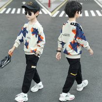 Childrens clothing boy sports suit foreign air spring and autumn 2022 new CUHK Tong Shuai Gas and autumn clothing and clothing two sets of damp