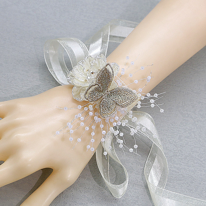 Wrist Flower Bridesmaids Senior Sensation Bridal Sisters Group Hands Flowers Super Fairy Champagne Champagne Pearl Flowers Companion Gift-Taobao