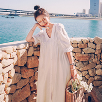 First love small white skirt 2021 New Korean loose bubble sleeve doll skirt long shirt dress female summer