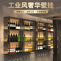 Bar bar cabinet light emitting creative wall-mounted Wine Wine winery music eating bar wine rack industrial wind wine rack