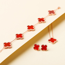 (Group buying platform) CC amulet scallop four-leaf clover white shell sliced bracelet earrings luxury jewelry