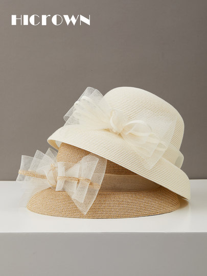 New Style Women's High-End Elegant Sunshade Hat That Makes the Face Look Smaller, Simple and Fashionable Summer Travel Fishbone Lampshade Hat